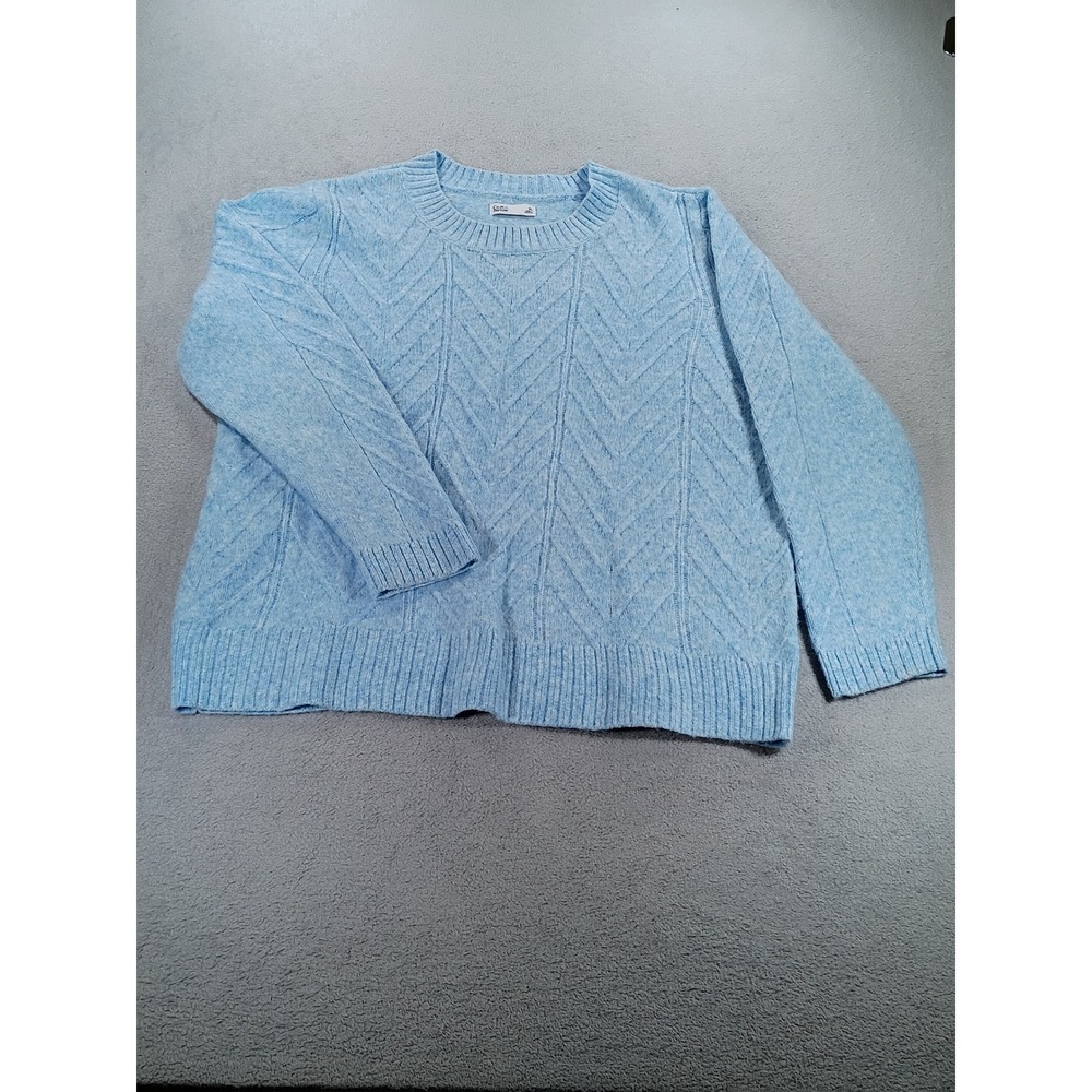 Croft & Barrow Womens Chevron Knit Sweater Light Blue XL Crew Neck